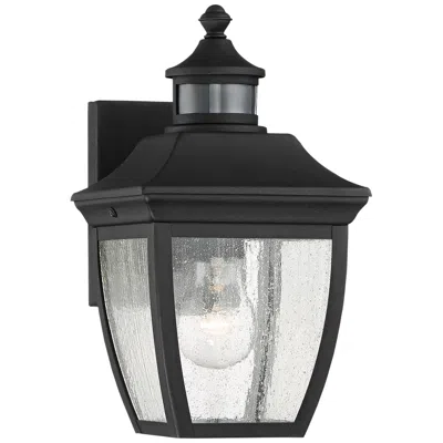 John Timberland Beaufort 12" Black Motion Sensor Outdoor Wall Light