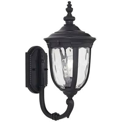 John Timberland Bellagio 16 1/2" High Black Upbridge Arm Outdoor Wall Light