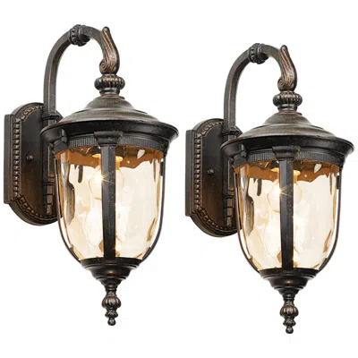 John Timberland Bellagio 16 1/2" High Bronze Downbridge Outdoor Wall Light Set Of 2
