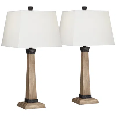John Timberland Buchan 29 1/2" Wood Pedestal Table Lamps Set Of 2