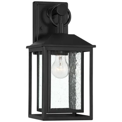 John Timberland Califa 15 1/4" Black Textured Glass Outdoor Wall Light