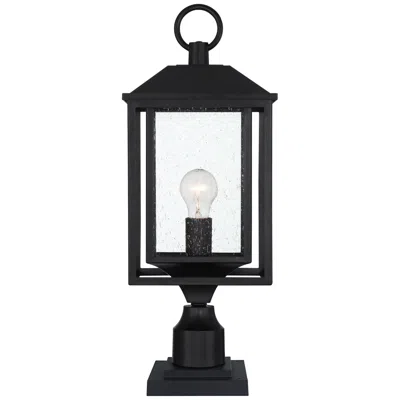 John Timberland Califa 21 3/4" Black And Seeded Glass Pier Mount Light