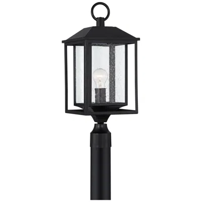 John Timberland Califa 21 3/4" Black And Seeded Glass Post Light
