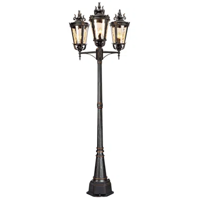 John Timberland Casa Marseille 100" High Bronze Outdoor 3-arm Post Light