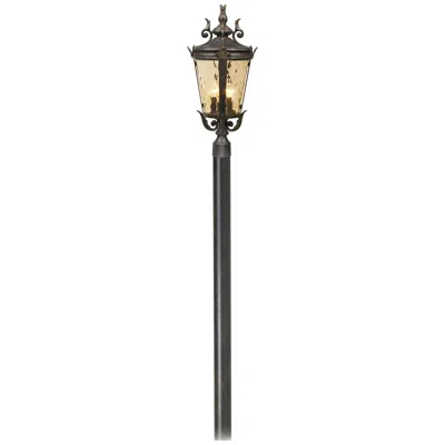 John Timberland Casa Marseille 107" High Bronze Post Light With Burial Pole