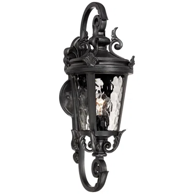 John Timberland Casa Marseille 19" Black Scroll Outdoor Wall Light