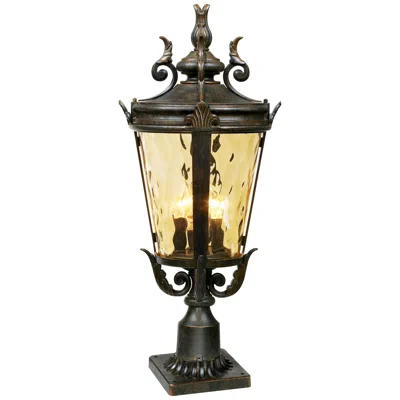 John Timberland Casa Marseille 27" High Bronze Post Light With Pier Mount Adapter