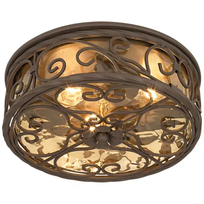 John Timberland Casa Seville 12" Walnut Indoor-outdoor Ceiling Light