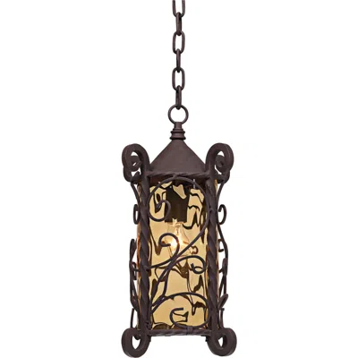 John Timberland Casa Seville 15" High Walnut Scroll Outdoor Hanging Light