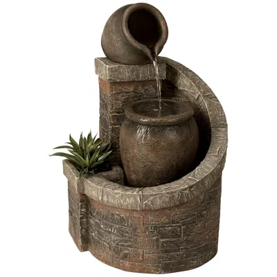 John Timberland Cascading 35" Rustic Two Jug Fountain With Led Light