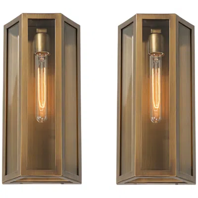 John Timberland Cecily 16" High Aged Brass Indoor/outdoor Wall Light Set Of 2