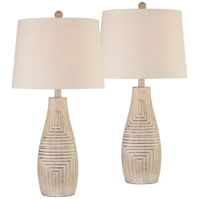 John Timberland Chico 27" Light Wood Finish Table Lamps Set Of 2