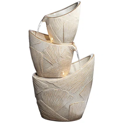 John Timberland Coquina 30" High Three Urn Modern Coastal Cascading Led Fountain