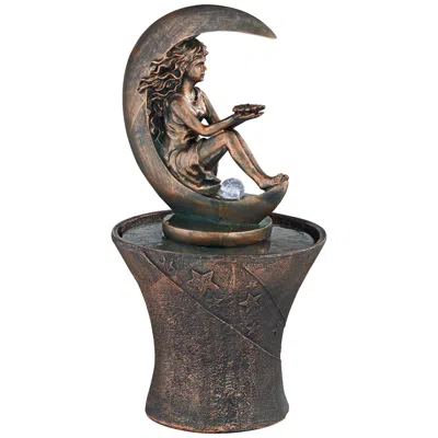 John Timberland Crescent Moon 34" High Fountain With Led Light