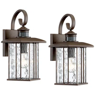 John Timberland Deaver 15 1/4" Bronze Motion Sensor Outdoor Lights Set