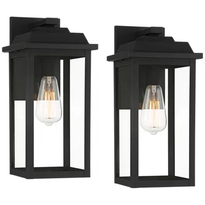 John Timberland Eastcrest 15 1/4" Black Outdoor Lights Set Of 2