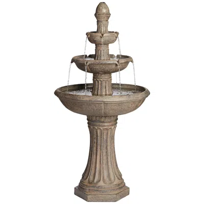 John Timberland Farron 46" High Gray 3-tier Led Lighted Outdoor Fountain