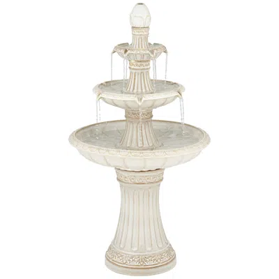 John Timberland Formentera 45 1/4" High Off-white 3-tier Led Outdoor Floor Fountain