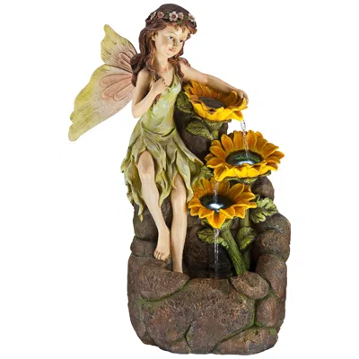 John Timberland Garden Fairy With Sunflowers 26" High Floor Fountain