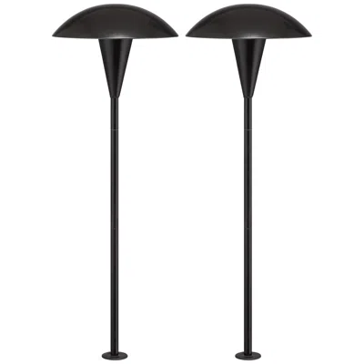 John Timberland Grant 18" High Black Led Mushroom Path Lights Set Of 2