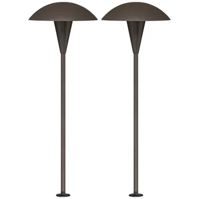 John Timberland Grant 18" High Bronze Led Mushroom Path Lights Set Of 2