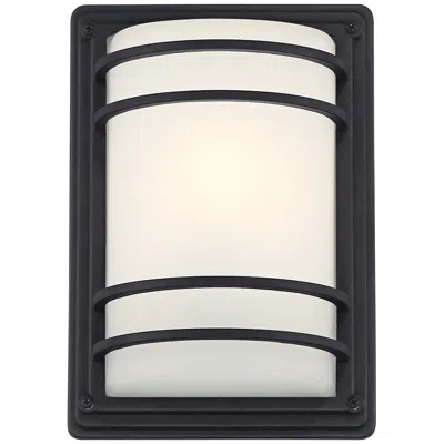 John Timberland Habitat 11" Black And Frosted Glass Outdoor Wall Light