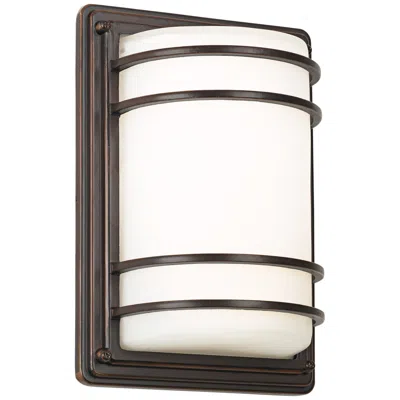 John Timberland Habitat 11" High Bronze And Opal Glass Wall Sconce