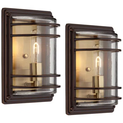John Timberland Habitat 11" High Bronze Outdoor Wall Lights Set Of 2
