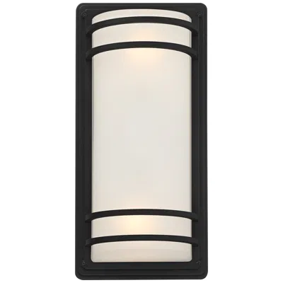 John Timberland Habitat 16" Black And Frosted Glass Outdoor Wall Light