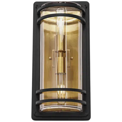 John Timberland Habitat 16" High Black And Warm Brass 2-light Outdoor Wall Light