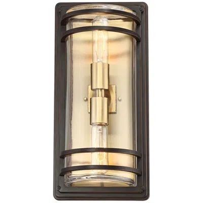 John Timberland Habitat 16" High Bronze And Brass 2-light Wall Sconce
