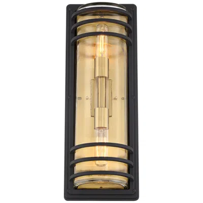 John Timberland Habitat 21" Black And Brass 2-light Outdoor Wall Light