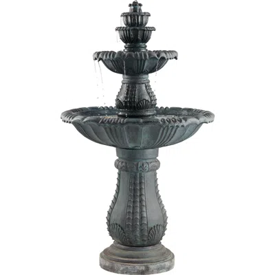 John Timberland Hampton 56 3/4" High Slate Finish 4-tier Outdoor Fountain With Light