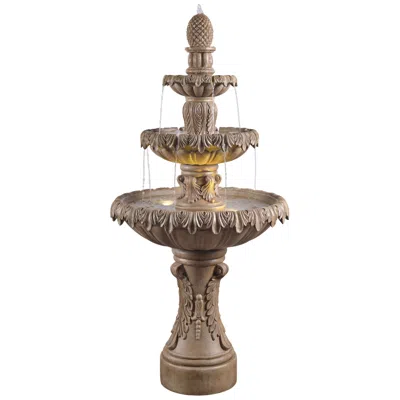John Timberland Ibiza 62" Sandstone 3-tier Led Outdoor Floor Fountain
