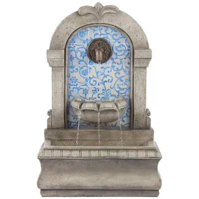 John Timberland Manhasset 30 1/4" High Stone And Blue Outdoor Floor Fountain