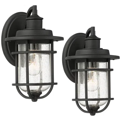 John Timberland Markham 10 1/2" Textured Black Outdoor Lights Set Of 2