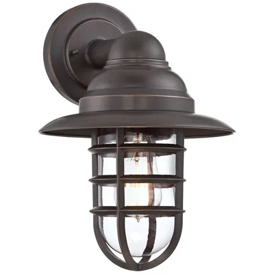 John Timberland Marlowe 13 1/4" High Bronze Cage Outdoor Wall Light