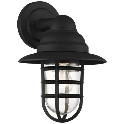 John Timberland Marlowe 13" High Black Hooded Cage Wall Sconce