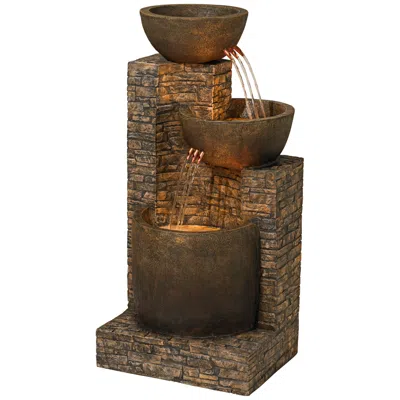 John Timberland Mason 35" High Faux Stone Led Floor Fountain