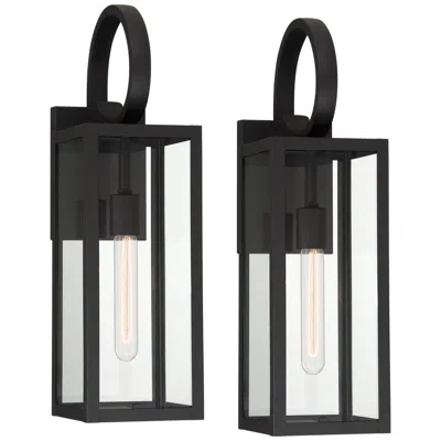 John Timberland Mira 21" Black Clear Glass Outdoor Wall Light Set Of 2