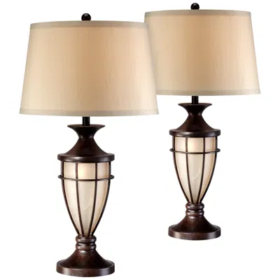 John Timberland Mission Cage 33" Night Light Urn Table Lamps Set Of 2