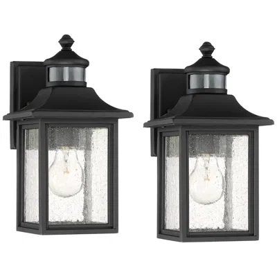 John Timberland Moray Bay 11 1/2" High Black Motion Sensor Outdoor Wall Light Set Of 2