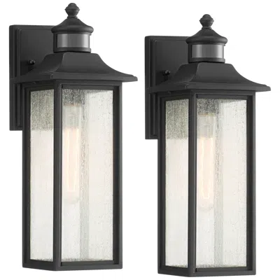 John Timberland Moray Bay 16 1/2" Black Motion Sensor Lights Set Of 2