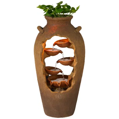 John Timberland Nathan Cascade 33" Rustic Urn Planter Led Fountain