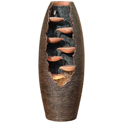 John Timberland Nathan Seven Cascade 35" High Cut-away Rustic Modern Fountain
