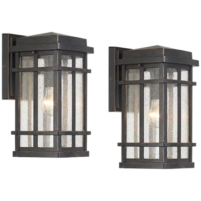 John Timberland Neri 12 1/2"h Mission Oil-rubbed Bronze Outdoor Wall Light Set Of 2