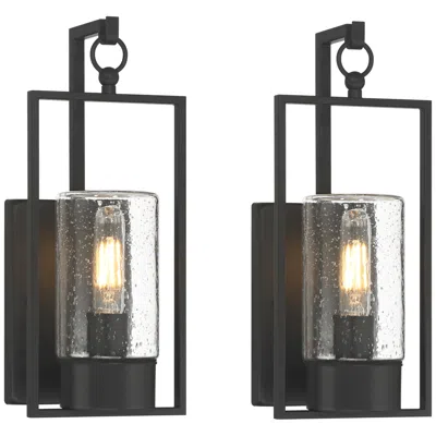 John Timberland Nordvik 15" High Black Outdoor Wall Light Set Of 2