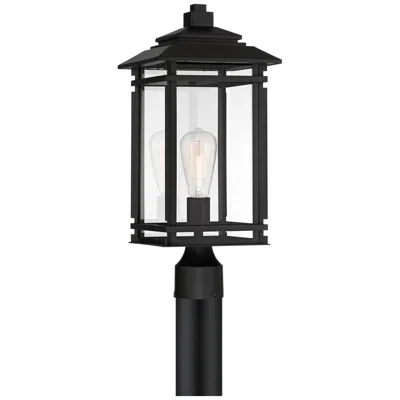 John Timberland North House 19 1/2" High Matte Black And Glass Outdoor Post Light