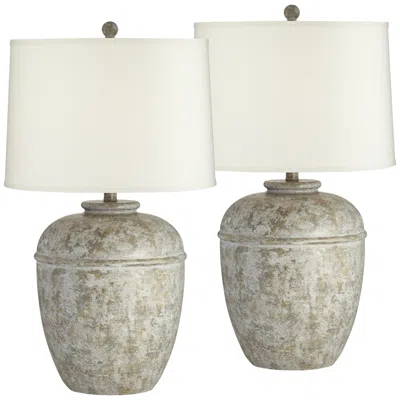 John Timberland Otero 27" Mottled Faux Stone Rustic Lamps Set Of 2