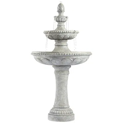 John Timberland Pineapple Old Stone Finish 44" 3-tier Garden Fountain